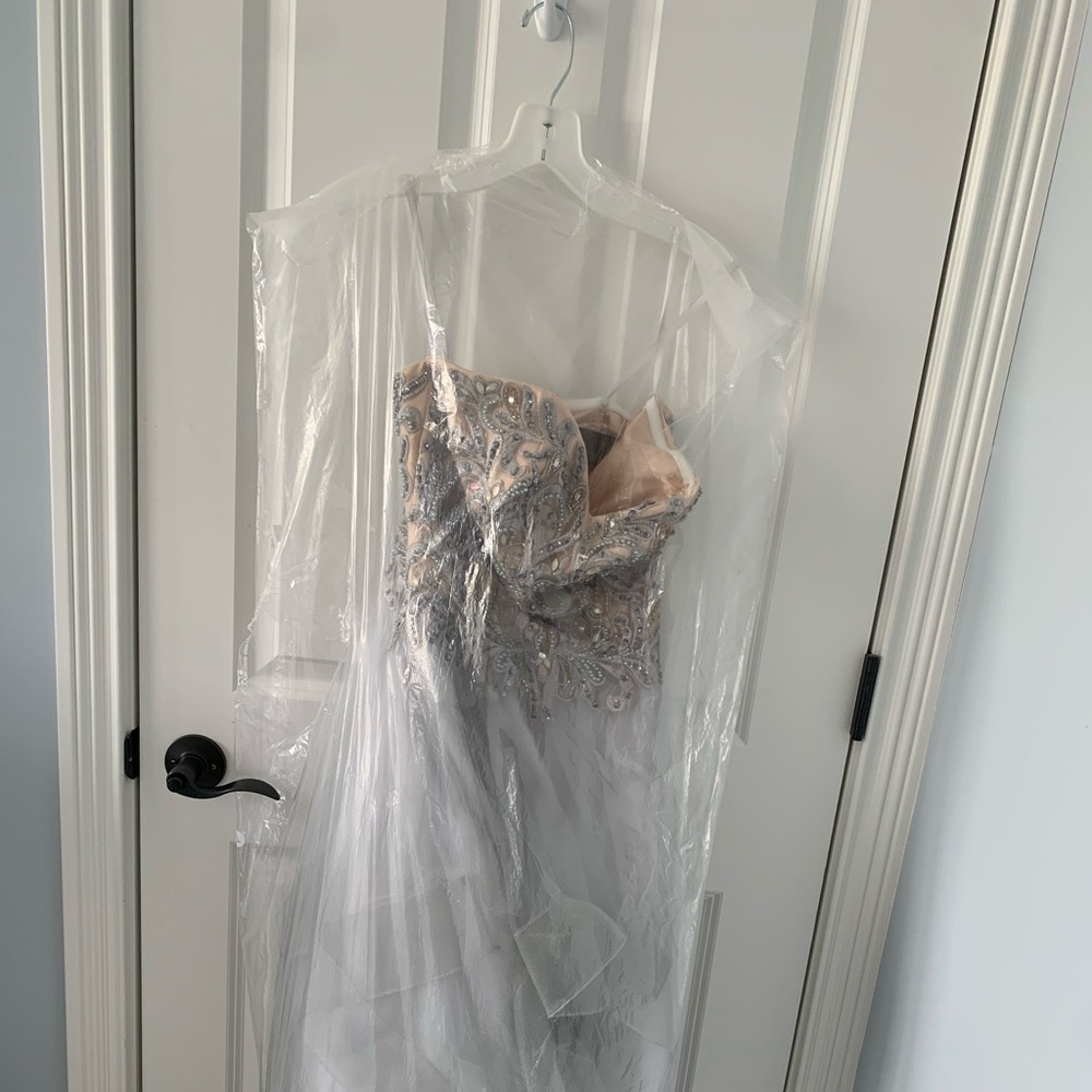 Terani Couture Strapless Prom Dress Grey/Silver - Picture 4 of 9